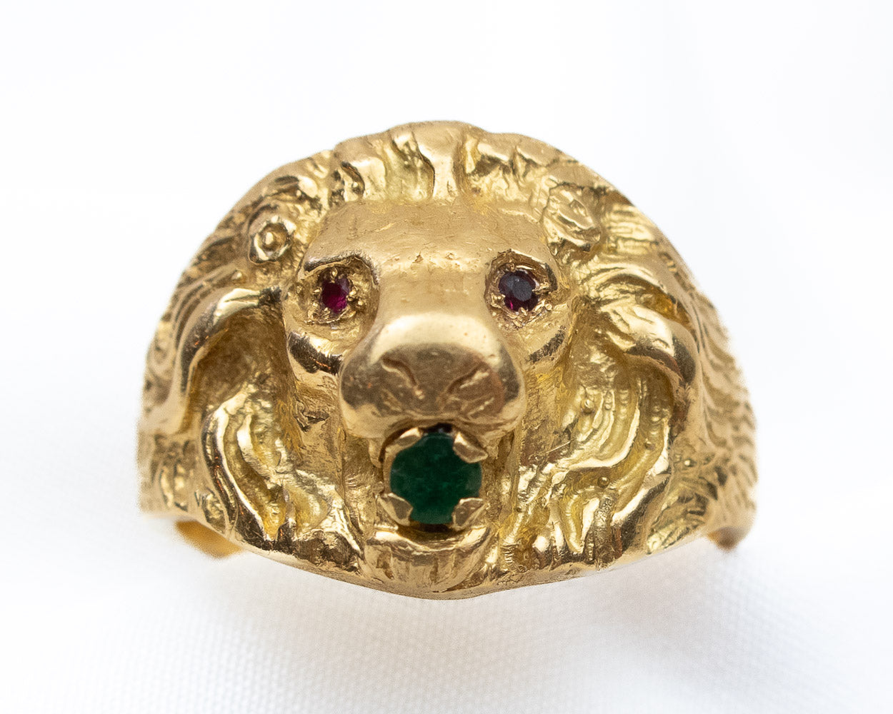 Stunning 14KT Yellow Gold Lion Ring Size 6 Sapphire Eyes & Mouth Vinta –  Killer Jewelry